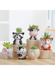 6 Pcs Cute Succulent Planter, Succulent Pots with Drainage Hole Flower Plant Pot Cartoon Ceramic Tiny Pot for Indoor Mini Flower Planters Cactus Container Set of 6
