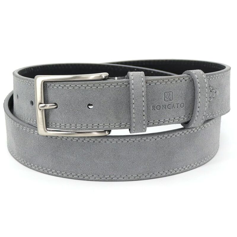Upgrade Your Look with R RONCATO Grey Suede Leather Belt - A Timeless Accessory for Every Occasion, 110