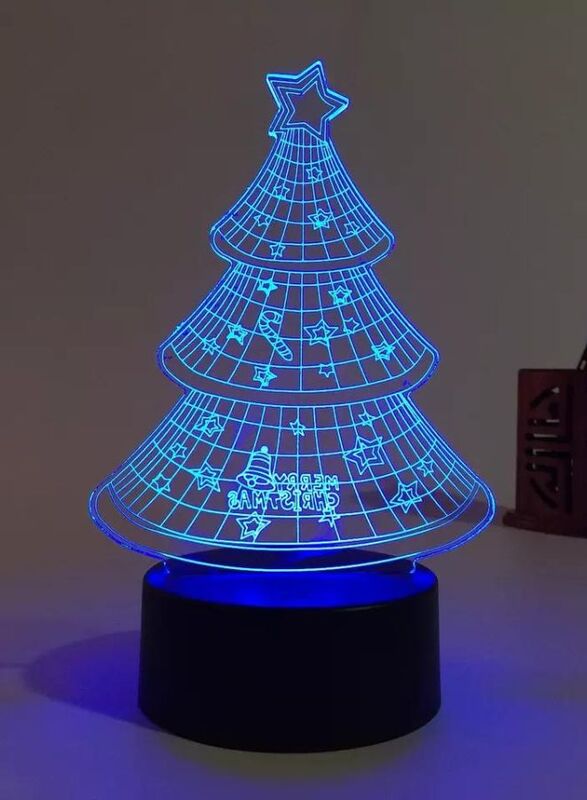 3D Christmas Tree Shape Night Light Touch Table Desk Optical Illusion Lamps 7 Color Changing Lights Home Decoration Xmas Birthday Gift