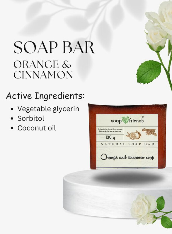 Orange and Cinnamon 130g Soap Bar for Daily Cleansing, Hydration, and an Aromatic Escape, Soap&Friends