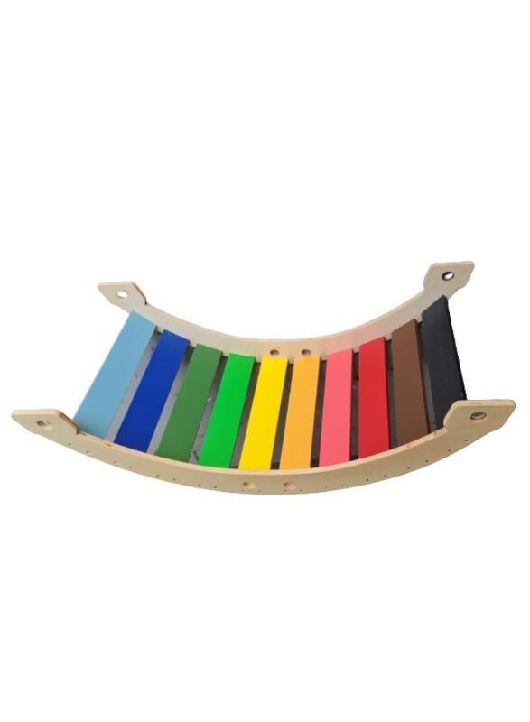 Wooden Ranibow Colored Rocker Balance Board for Kids aged 2 to 9, Wooden Kid's Furniture toy for Active Play