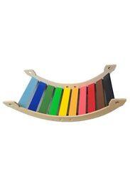 Wooden Ranibow Colored Rocker Balance Board for Kids aged 2 to 9, Wooden Kid's Furniture toy for Active Play