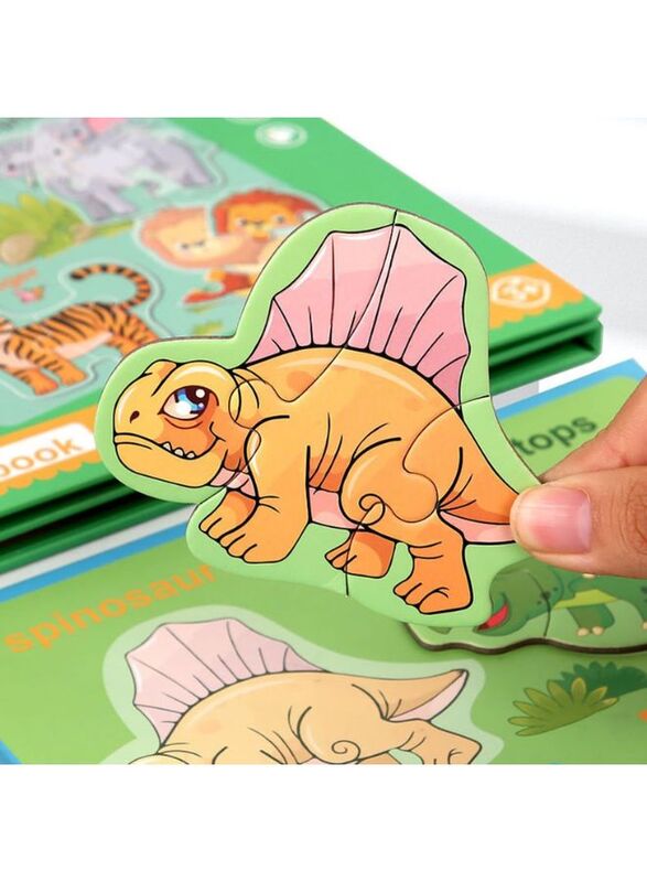 Montessori Magnetic Cardboard Puzzle Book Toys Durable Reusable Paper Puzzles for Visual Cognitive Training Dinosaur