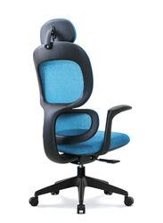 Modern Executive Ergonimic Office Chair With Sliding Seat and Headrest, Black Base for Office, Home and Shops, Blue
