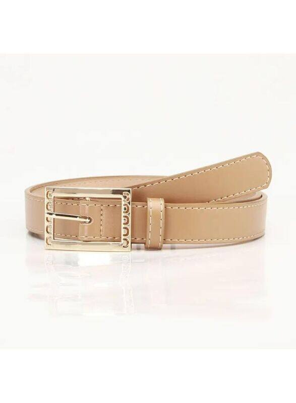 

China Elegant White Simple and Versatile Leather Belt for Women, Khaki - Size 115*2.4cm