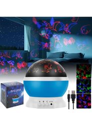 Night Light for Kids, Dinosaur Projector - 360 Degree Rotation, Night Lighting for Baby Kids Women, Party Bedroom Decoration, Blue