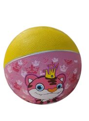 Rubber Size 3 Basketball for Kids Cartoon Ball for Indoor and Outdoor Playing (Yellow)