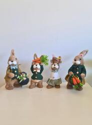 Easter Set of 4 Bunny Family Straw Rabbits Ornament Crafts Decoration for Yard Sign Garden, Living Room, Bedroom