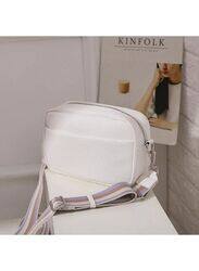 Women's Crossbody Clutch Purses with PU Leather Detachable Strap Square Bag for Commuting Business Travel, White