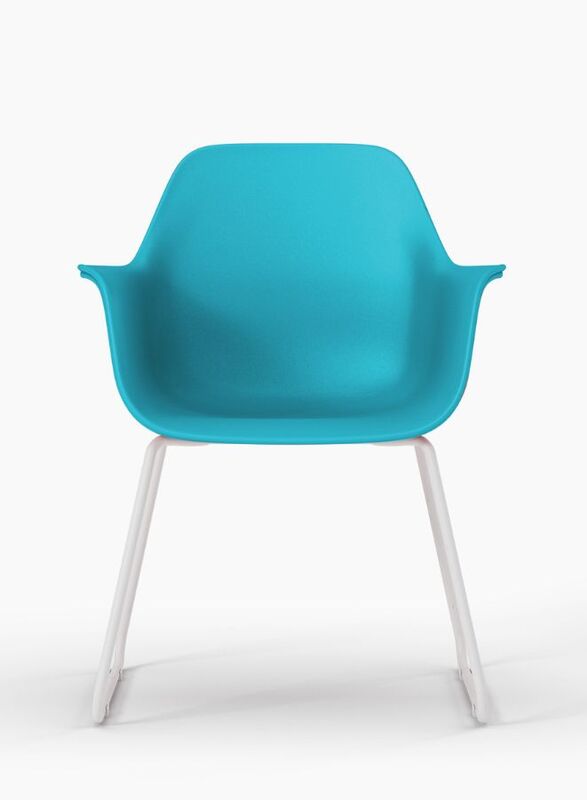 Multi-Purpose Visitor Chair Upholstered Seat and Back with Steel Legs, Blue
