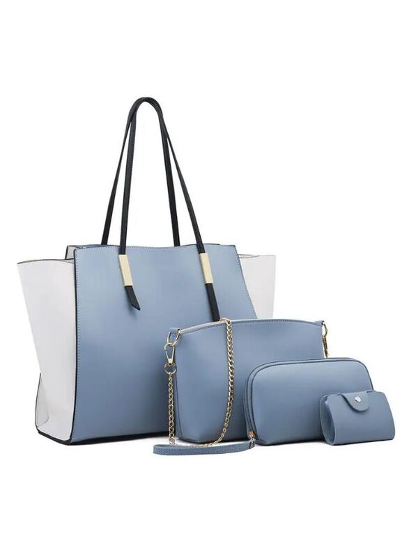 

Generic Womens Fashion Tote Handbags Ladies Leather Shoulder Strap Bags Crossbody Purse Clutch Sets 4pcs, Blue