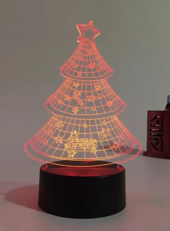 3D Christmas Tree Shape Night Light Touch Table Desk Optical Illusion Lamps 7 Color Changing Lights Home Decoration Xmas Birthday Gift