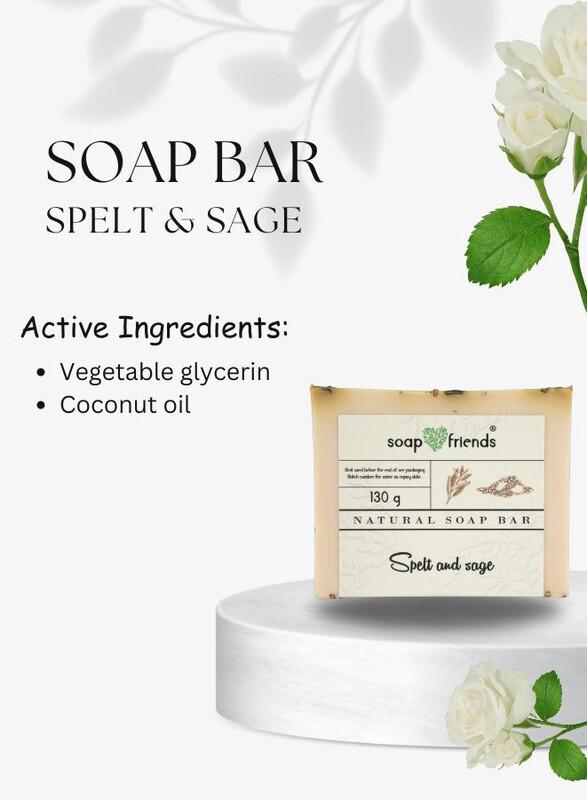 St Hildegarda's Sage and Spelt Soap Bar, 130g Natural Cleanse for Holistic Skin Wellness, Soap&Friends