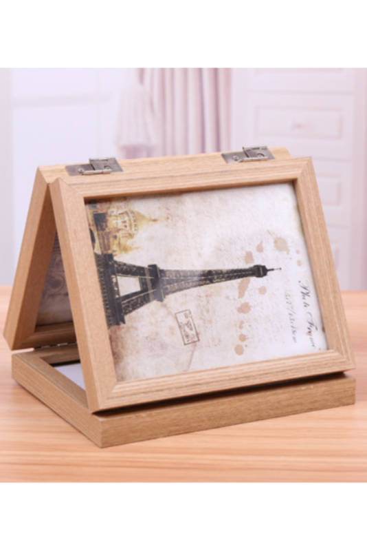 Triple-Fold Photo Frame: Versatile Showcase for a Trifold Display of Cherished Memories (6 photos)(Natural Wood)