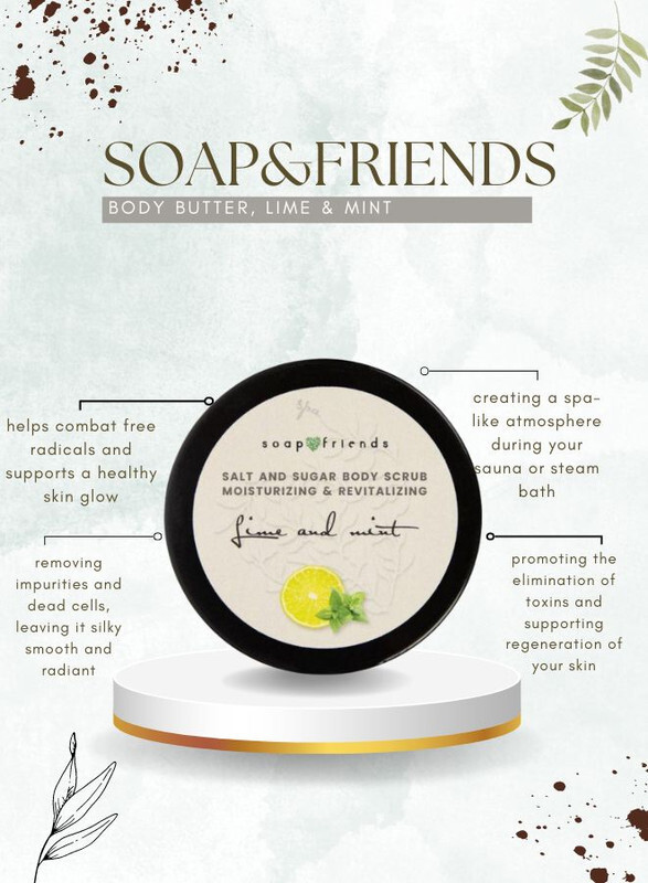 Soap&Friends Lime with Mint Salt Body Scrub - Deep Cleanse for Sauna and Steam Bath - 50g