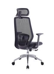 High Back Mesh Office Executive Chair With Headrest, Height Adjustable Black Frame Chair, Black