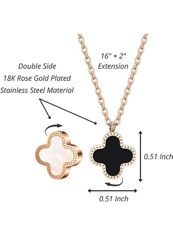 Two Sided Four Leaf Clover Necklace for Women , Lucky 4 Leaf Pendant Jewelry gift for Mother and Daughter