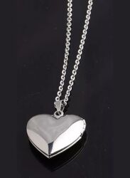 Stainless Steel Photo Locket Necklace Open Heart Pendant Necklaces For Women Jewelry Family Birthday Gift, Silver