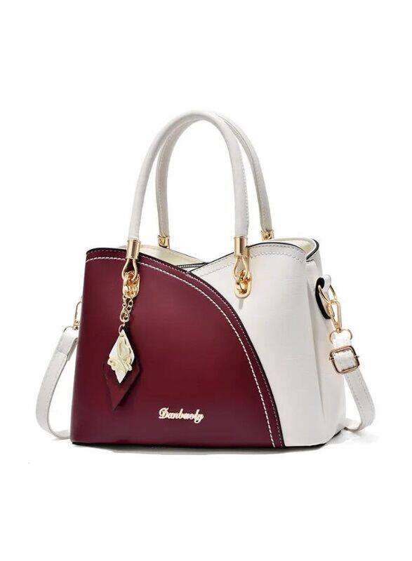 Classy Maroon Leather Handbag for Women with Three Compartments - The Perfect Blend of Style and Functionality