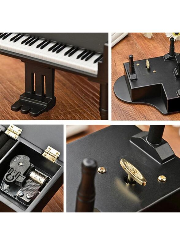 Vintage Windup Wooden Piano Music Box With Classical Music Tunes, Creative, Cute And Romantic Musical Gift for Birthday, Valentine, Christmas, Black