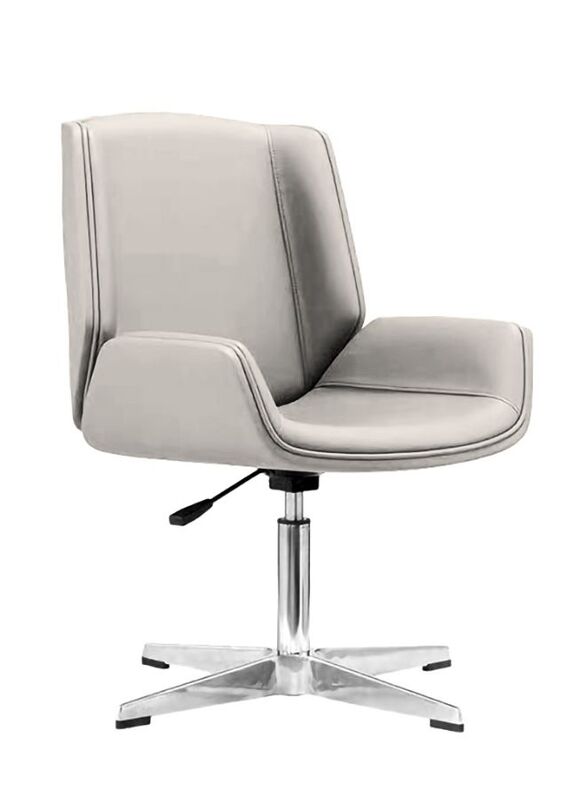 Sleek Modern Medium Back Executive Office Chair With Full Leather for Long Comfortable Use, Beige