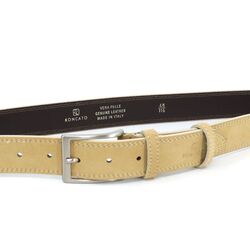 Upgrade Your Look with R RONCATO Tan Suede Leather Belt - A Timeless Accessory for Every Occasion, 120cm
