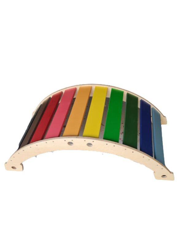 Wooden Ranibow Colored Rocker Balance Board for Kids aged 2 to 9, Wooden Kid's Furniture toy for Active Play