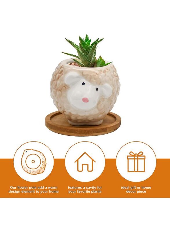 6 Pcs Cute Succulent Planter, Succulent Pots with Drainage Hole Flower Plant Pot Cartoon Ceramic Tiny Pot for Indoor Mini Flower Planters Cactus Container Set of 6