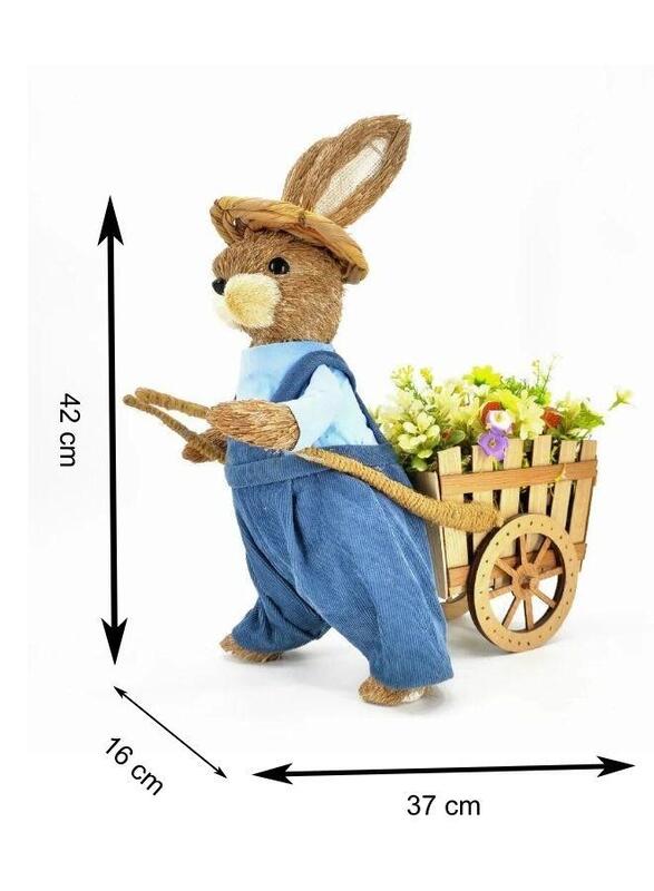 FATIO 96 cm Easter Bunny Figure Handmade with Straw, Party and Easter Decoration Home Decor 25 cm