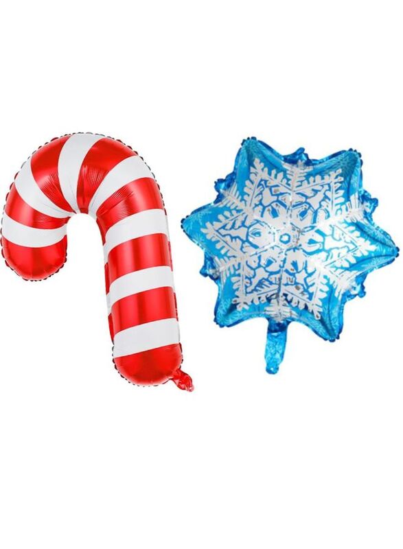 2 pcs Christmas Decoration Foil Balloon Party Supplies for parties, celebrations, and decorating (Candy Cane & Snowflake)