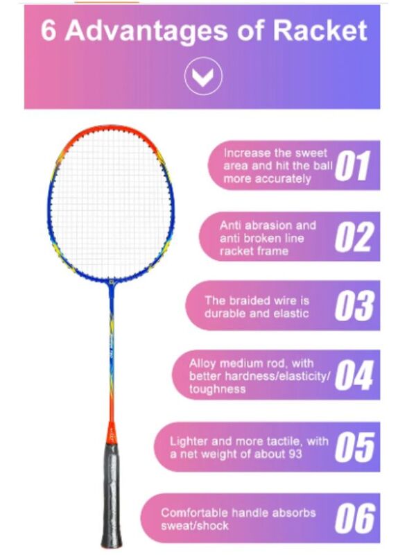 Whizz T20 2 PCS Badminton Racket Set for Family Game, School Sports, Lightweight with Full Cover for Indoor and Outdoor Play, Beginners Level, Pink