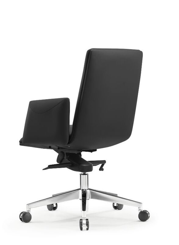 Luxury Swivel Leather Computer Furniture Executive Ergonomic Medium Back Office Chairs, Black
