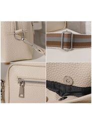 Women's Crossbody Clutch Purses with PU Leather Detachable Strap Square Bag for Commuting Business Travel, White