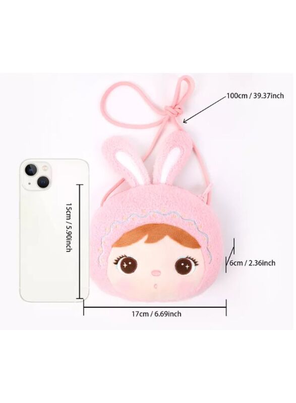Cute Little Baby Plush Shoulder Bags/Wallets For Girls, Plush Shoulder Bags with Strap for Kids Coin Purses Cute Princess Handbags Kids, Accessories for Girls, Pink