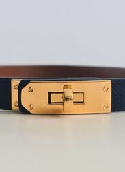 Womens Skinny Leather Belt Thin Waist Belts with Metal Buckle