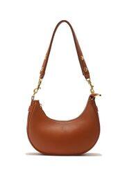 Half Moon Women's Shoulder Bag, Fashion Soft High Quality PU Leather Handbag, Brown