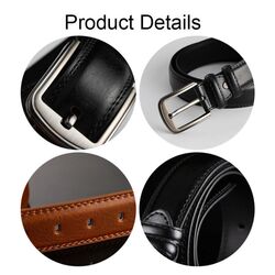 Mens Leather Strap Belt Mens Pin Buckle Luxury Waistband, Brown