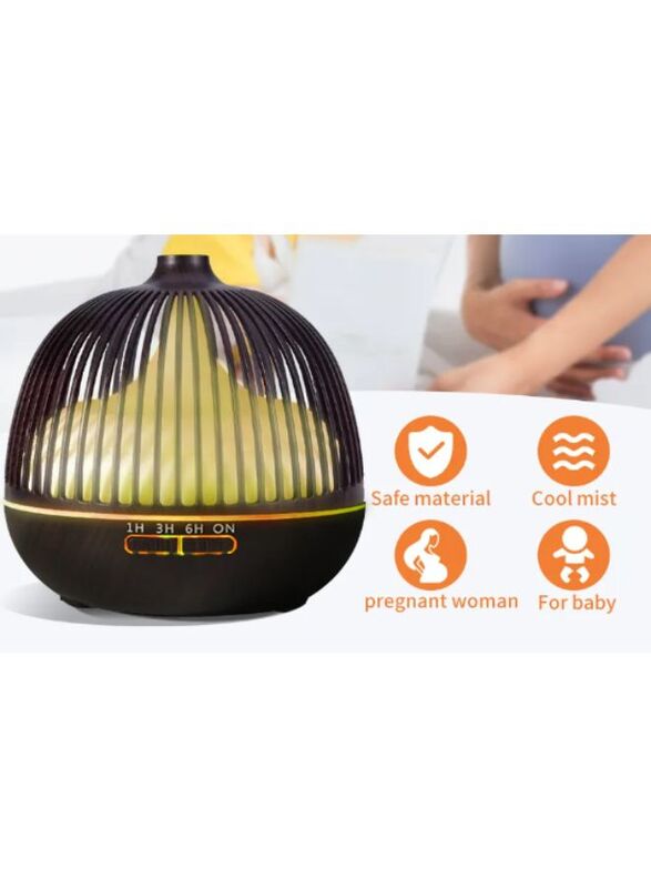 Essential Oil Diffuser 500ml Aromatherapy aroma diffuser ultrasonic humidifier with 7 color LED & remote control, Timer, Waterless Auto-Off, Black