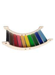 Wooden Ranibow Colored Rocker Balance Board for Kids aged 2 to 9, Wooden Kid's Furniture toy for Active Play