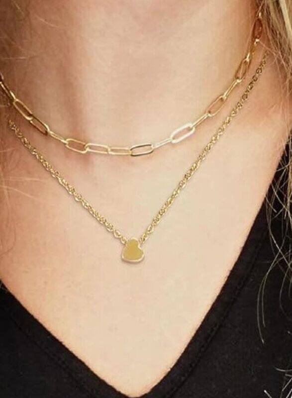 Simple Gold Color Love Heart Pendant Necklace Choker Chain, Valentine's day Necklace for women