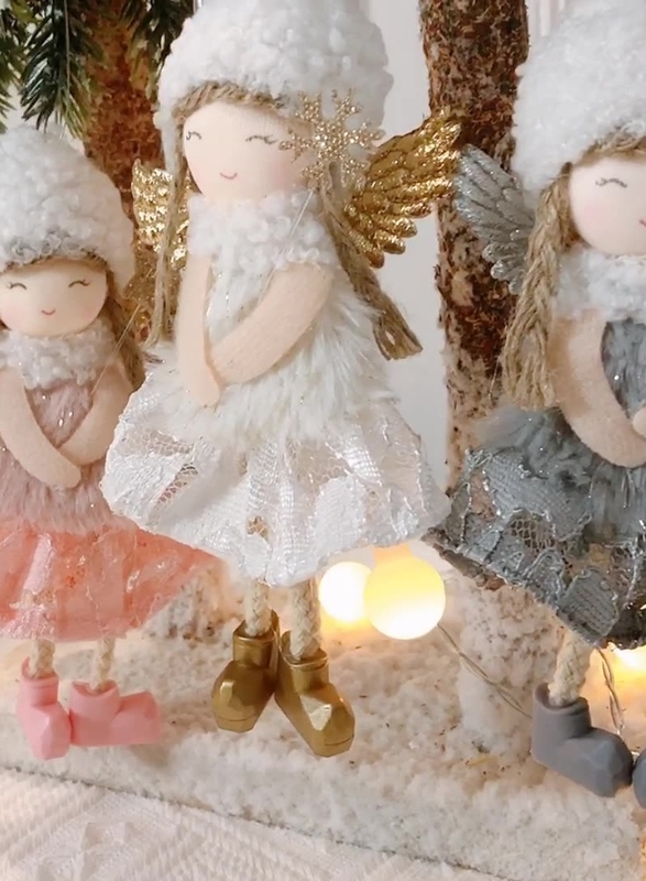 3Pcs Christmas Angel Doll Pendants Christmas/New Year Decoration Hanging Plush Dolls 15 cm