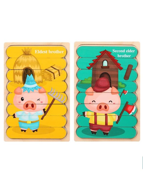 

Generic Wooden Toy 3D Double-sided Jigsaw Bar Puzzles Children’s Creative Story Stacking Matching Puzzle Early Educational Toys