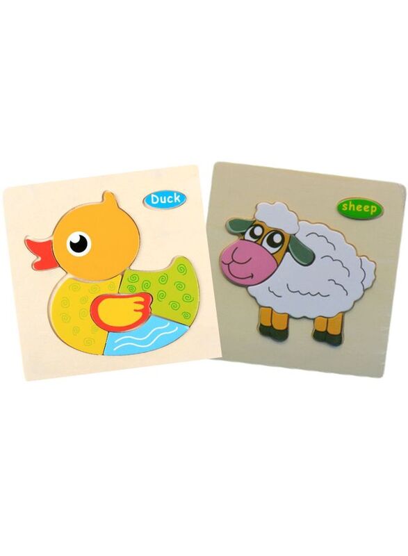 Wooden Puzzles for Kids Boys and Girls Animals Set Duck & Sheep