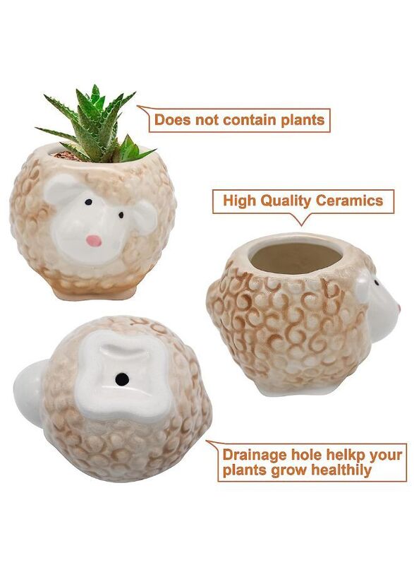 Cute Succulent Planter, Succulent Pots with Drainage Hole Flower Plant Pot Cartoon Ceramic Tiny Pot for Indoor Mini Flower Planters Cactus Container