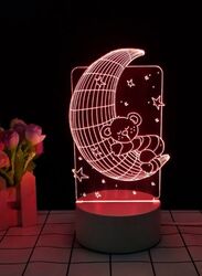 3D Moon Shape Night Light Touch Table Desk Optical Illusion Lamps 7 Color Changing Lights Home Decoration Xmas Birthday Gift