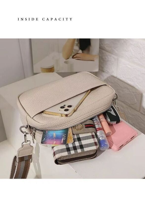 Women's Crossbody Clutch Purses with PU Leather Detachable Strap Square Bag for Commuting Business Travel, White