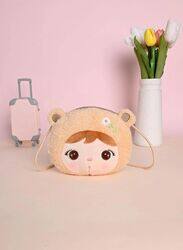 Cute Little Baby Plush Shoulder Bags/Wallets For Girls, Plush Shoulder Bags with Strap for Kids Coin Purses Cute Princess Handbags Kids, Accessories for Girls, Beige