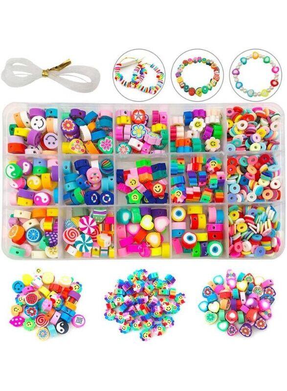 Smiley Beads for Making Bracelets Polymer Clay Beads 990 PCS 15 Styles Trendy Cute DIY Bracelet Earring Necklace Craft Making Supplies