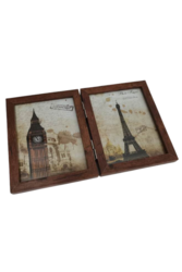 Dual-Fold Wooden Photo Frame: Showcasing Memories in Style and Flexibility (Four Photos) ( Dark Brown)