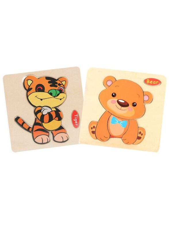 Wooden Puzzles for Kids Boys and Girls Animals Set Tiger & Bear